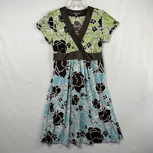 Y2k Dress Apt 9 Womens Large Babydoll Stretch Faux Wrap Flowy Cottage Core